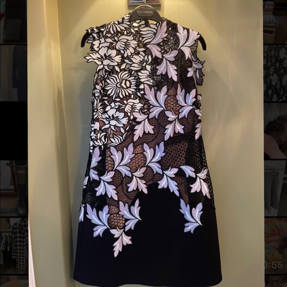 Self-Portrait Black and White Floral Midi Dress